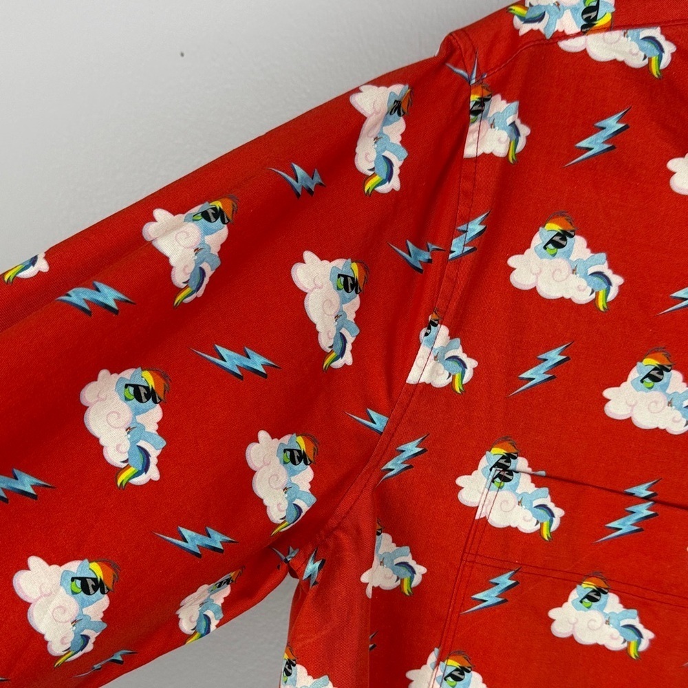 Hayley Elsaesser Cotton Cloud Lightning Unicorn Print Button Down Med Red Shirt - Picture 4 of 13